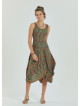 Pera Patterned Sleeveless Paisley Tie Waist Dress